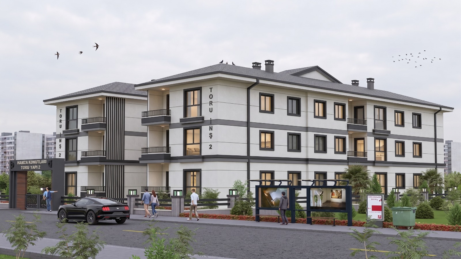 Toru İnşaat 2. Etap cadde cephesi render görseli